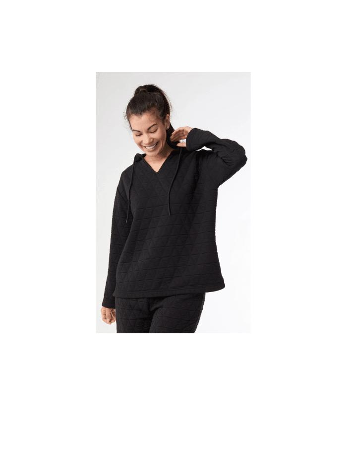 Cute Quilt Hoodie - Black